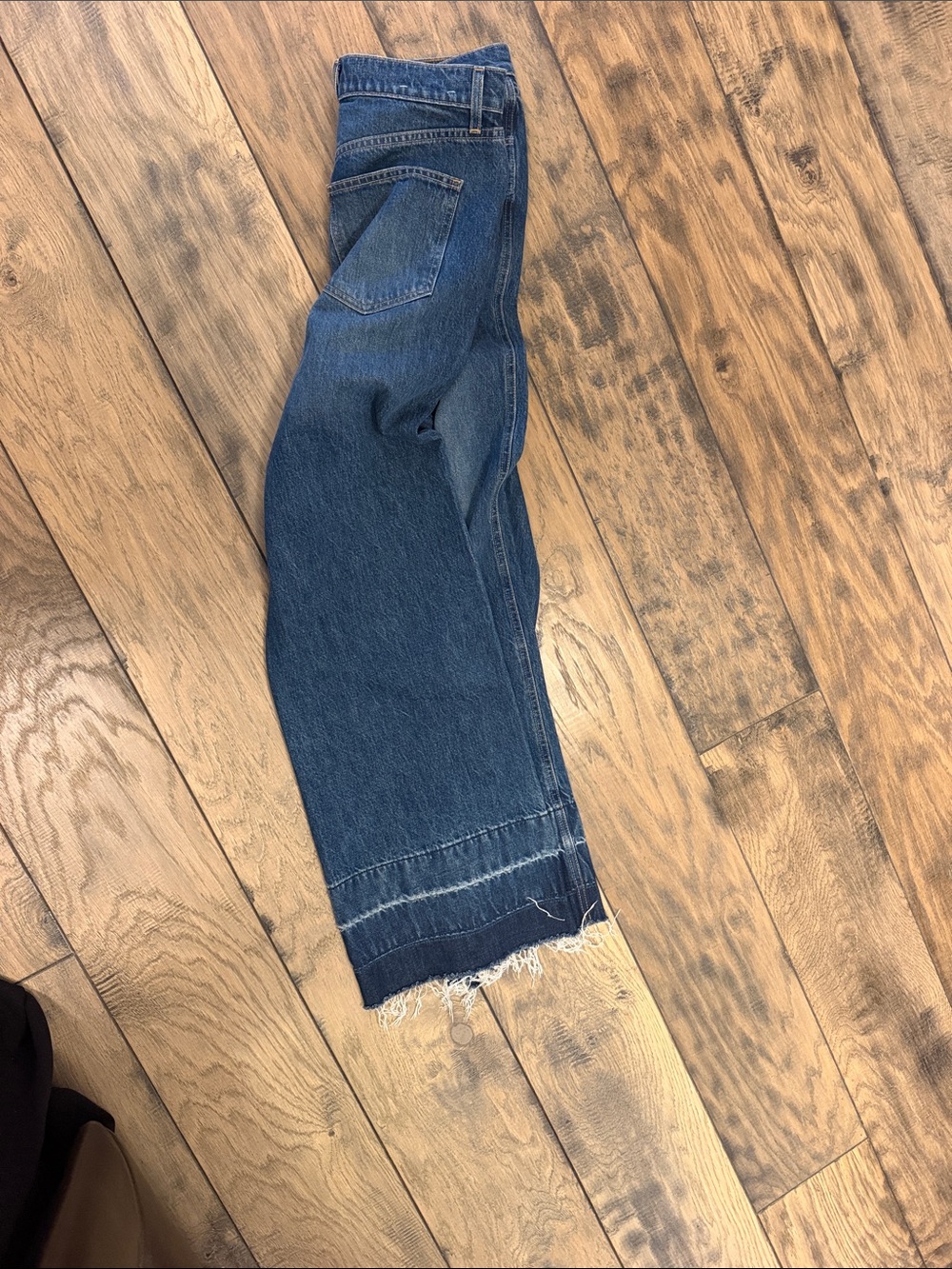 Veronica Beard Taylor Jean Mid-Blue Straight Jeans with Raw Hem